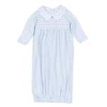 Benjamin Smocked Collared Gown - Lt. Blue Baby Sleepwear Magnolia Baby