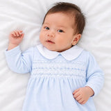 Benjamin Smocked Collared Gown - Lt. Blue Baby Sleepwear Magnolia Baby