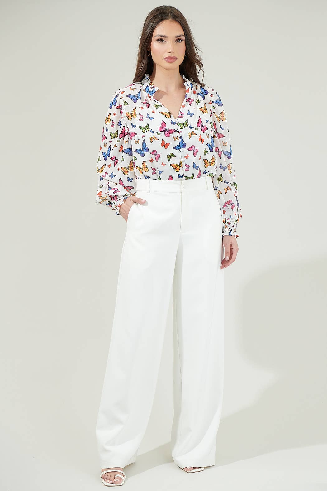 Bess Butterfly Long Sleeve Blouse Tops Sugarlips