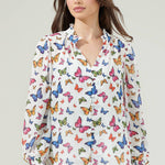 Bess Butterfly Long Sleeve Blouse Tops Sugarlips