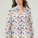 Bess Butterfly Long Sleeve Blouse Tops Sugarlips