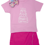 Birthday Cake S/S Shirt - Lt. Pink Girls Tops + Tees Mustard & Ketchup