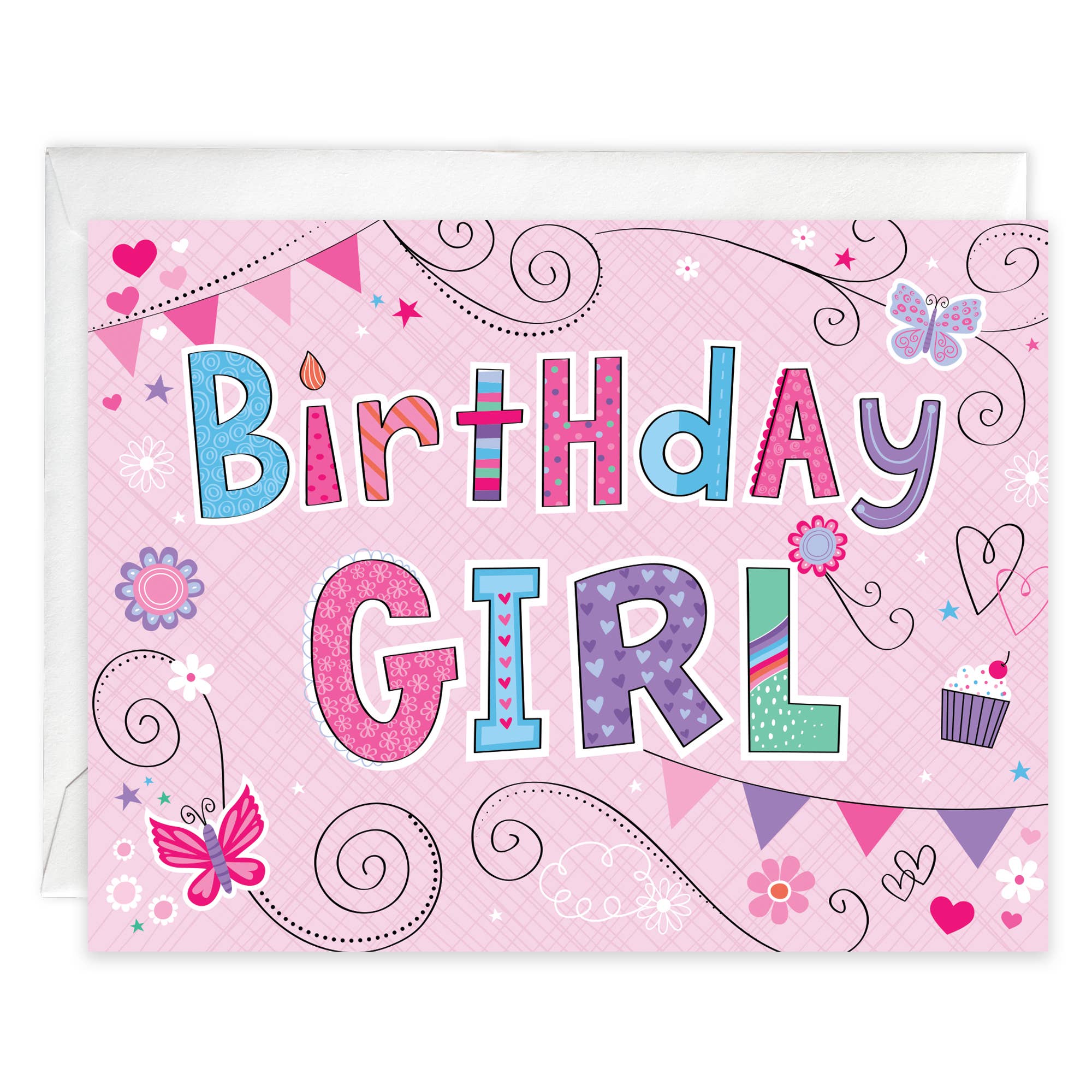 Birthday Greeting Card - Pink Birthday Banners Paper Goods GINA B DESIGNS