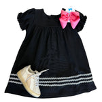 Black S/S Ric Rac Dress Girls Play Dresses Banana Split