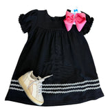 Black S/S Ric Rac Dress Girls Play Dresses Banana Split