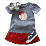 Blakely Skort - Red Shimmer Girls Skirts + Bloomers Emma Jean