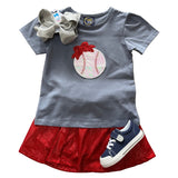 Blakely Skort - Red Shimmer Girls Skirts + Bloomers Emma Jean