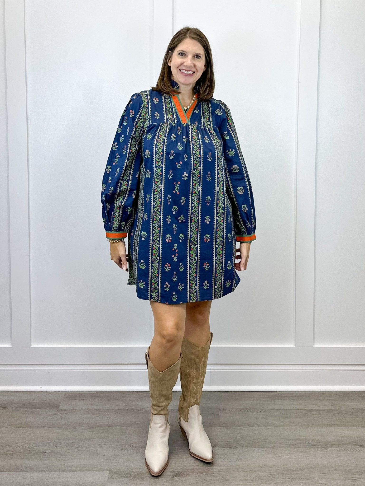 Blossom Path Dress - Navy