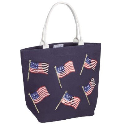 Blue Americana Sparkle Tote Purses + Totes Mudpie