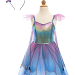 Blue Butterfly Twirl Dress w/ Wings & Headband Kids Jewelry Great Pretenders