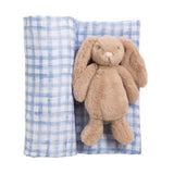 Blue Check Swaddle & Rattle Set Baby Accessories Mudpie