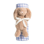 Blue Check Swaddle & Rattle Set Baby Accessories Mudpie