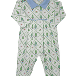 Blue Christmas Tree Pima Romper Boys Bubbles + Rompers Baby Loren