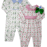 Blue Christmas Tree Pima Romper Boys Bubbles + Rompers Baby Loren