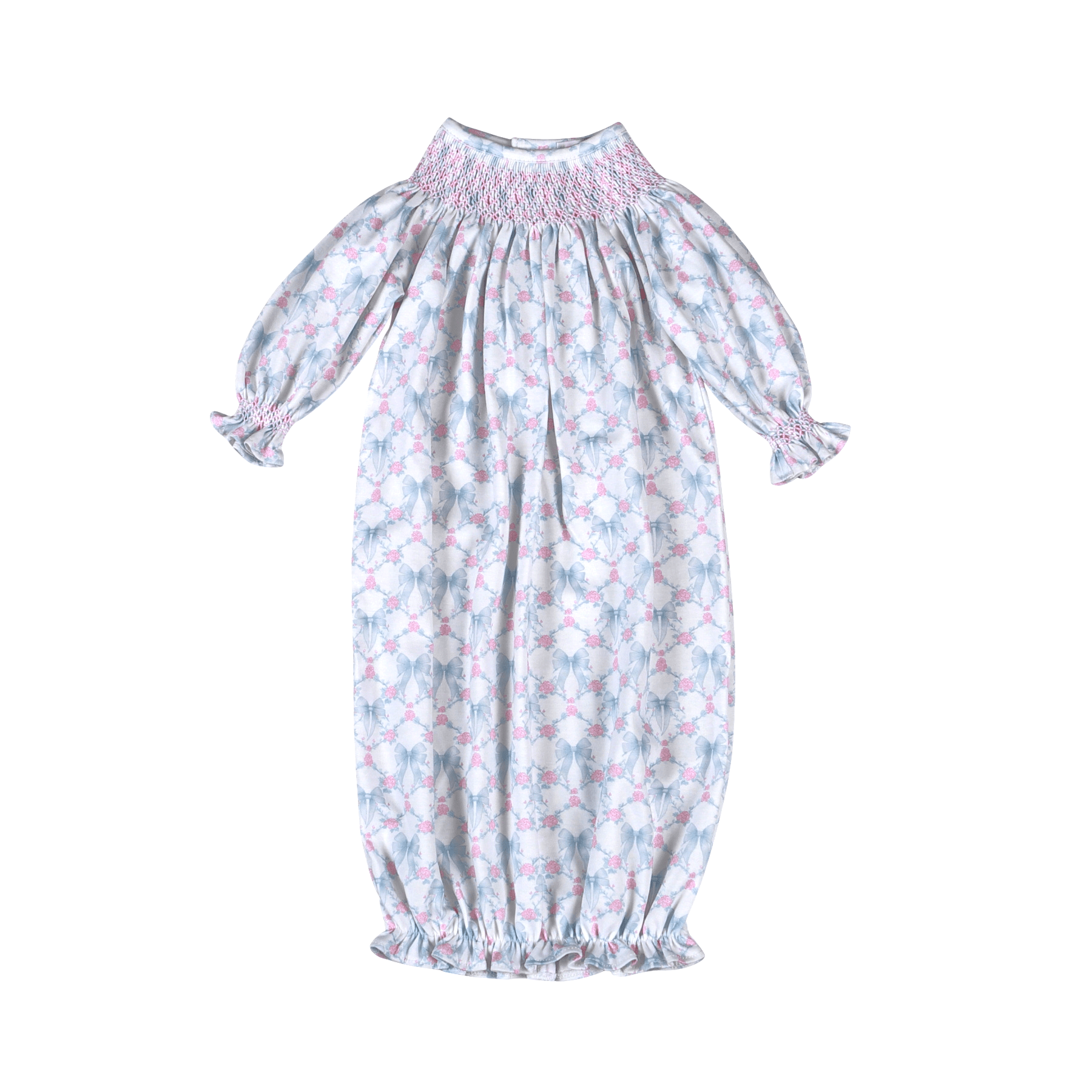 Blue Coquettes Hand Smock Bishop Gown - Sugar Babies Children's Boutique/Meg's Shoppe