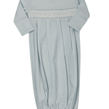 Blue Gingham Classic Pima Hand Smocked Gown Baby Sleepwear Baby Loren