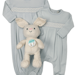 Blue Gingham Classic Pima Hand Smocked Gown Baby Sleepwear Baby Loren