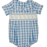 Blue Gingham Geo Bubble Boys Bubbles + Rompers Banana Split