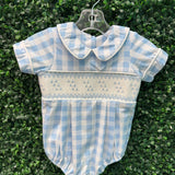 Blue Gingham Geo Bubble Girls Sets Banana Split