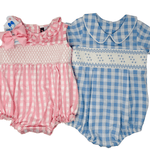 Blue Gingham Geo Bubble Boys Bubbles + Rompers Banana Split