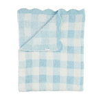 Blue Gingham Scallop Chenille Blanket Baby Accessories Mudpie