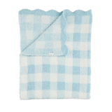 Blue Gingham Scallop Chenille Blanket Baby Accessories Mudpie