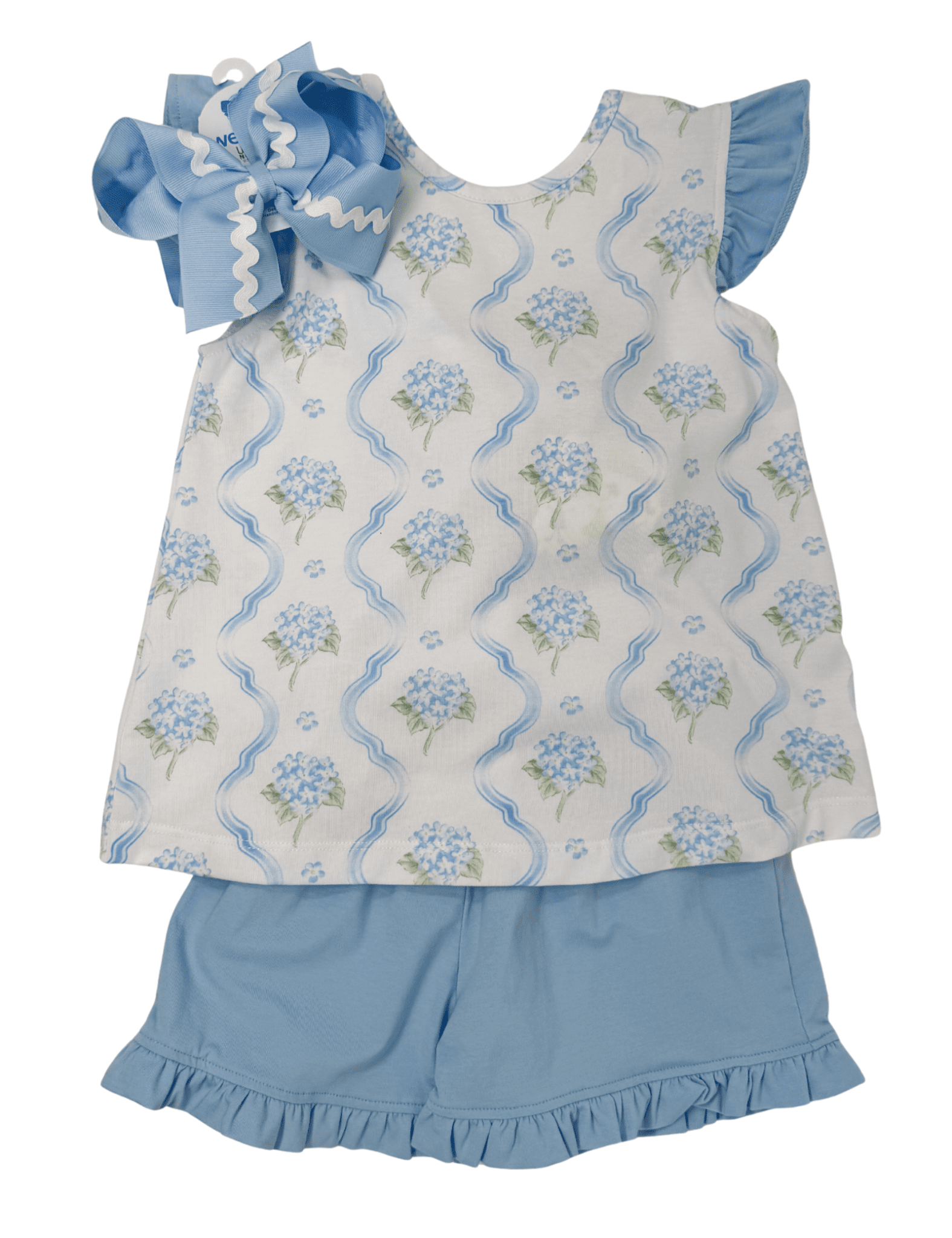 Blue Hydrangea A/S Short Set Girls Sets Three Sisters