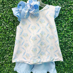 Blue Hydrangea A/S Short Set Girls Sets Three Sisters