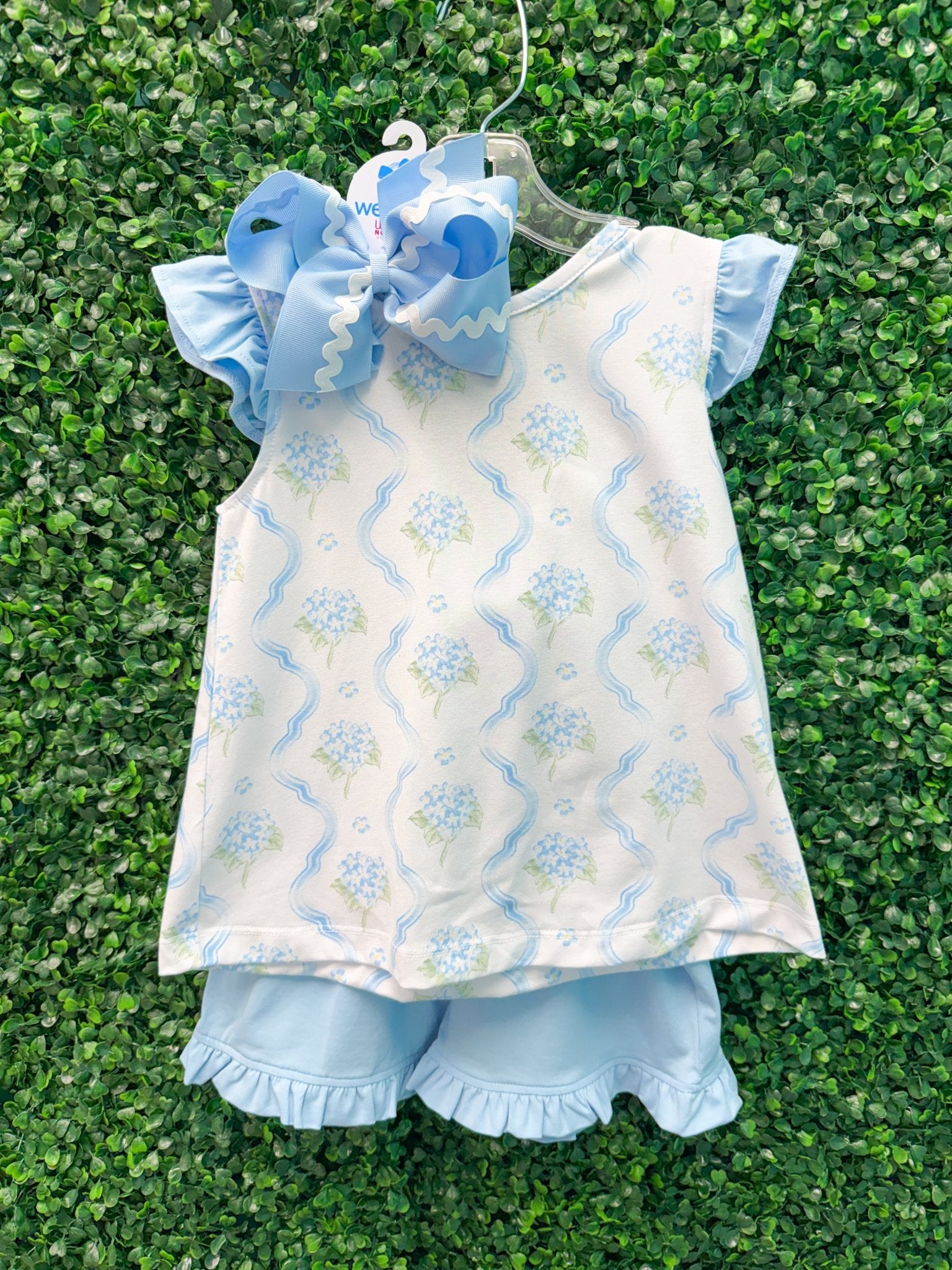 Blue Hydrangea A/S Short Set Girls Sets Three Sisters
