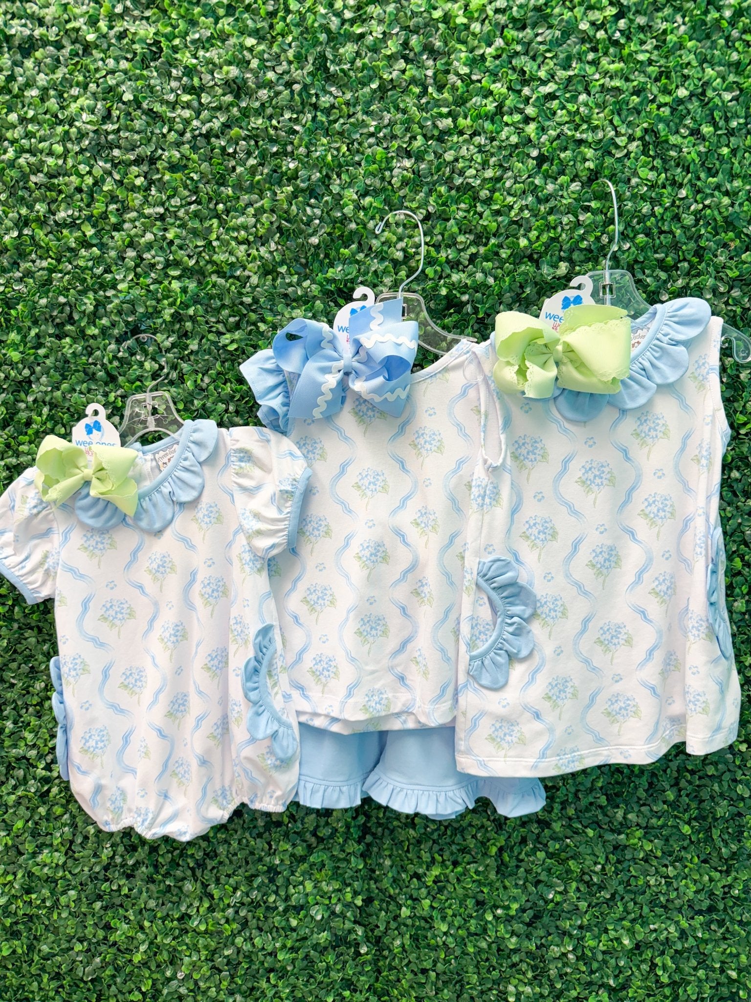 Blue Hydrangea A/S Short Set Girls Sets Three Sisters