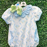 Blue Hydrangea Bubble Girls Bubbles + Rompers Three Sisters
