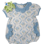 Blue Hydrangea Bubble Girls Bubbles + Rompers Three Sisters