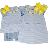 Blue Knit Stripe A-Line Dress - Daisies Girls Play Dresses Claire & Charlie