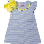 Blue Knit Stripe A-Line Dress - Daisies Girls Play Dresses Claire & Charlie