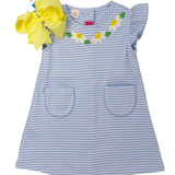 Blue Knit Stripe A-Line Dress - Daisies Girls Play Dresses Claire & Charlie