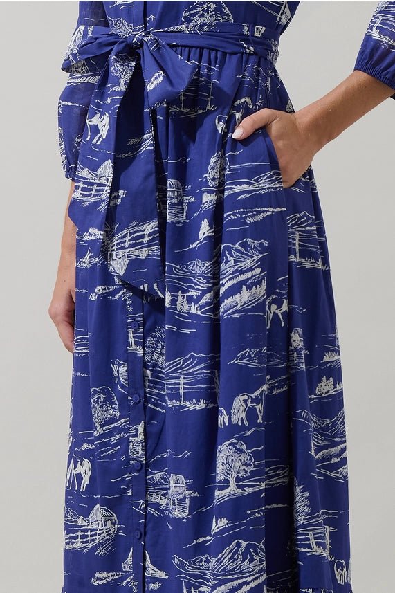 Blue Ridge Toile Maxi Dress Long Dresses Sugarlips