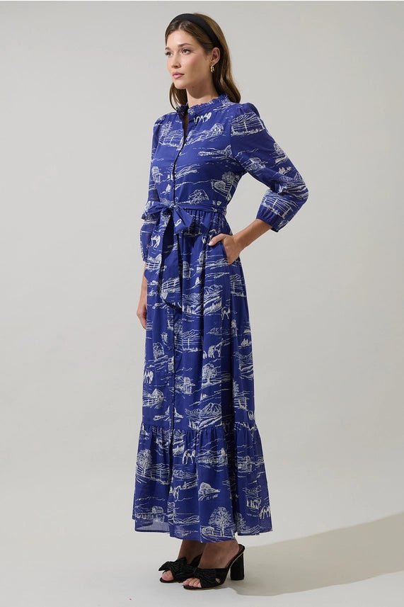 Blue Ridge Toile Maxi Dress Long Dresses Sugarlips