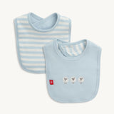 Blue Stripe Organic Cotton Bib w/ Emblem Baby Accessories Magnetic Me
