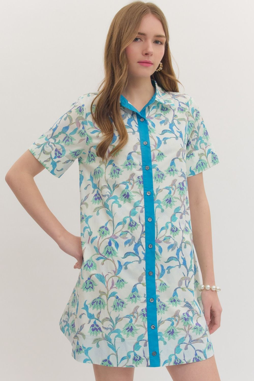Blue Vine Shirt Dress Short Dresses Entro