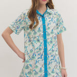 Blue Vine Shirt Dress Short Dresses Entro