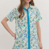 Blue Vine Shirt Dress Short Dresses Entro