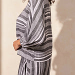 Boat Neck Blouse with Dolman Sleeves - Black Tops Tribal
