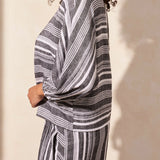 Boat Neck Blouse with Dolman Sleeves - Black Tops Tribal