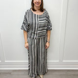 Boat Neck Blouse with Dolman Sleeves - Black Tops Tribal