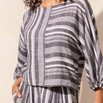 Boat Neck Blouse with Dolman Sleeves - Black Tops Tribal