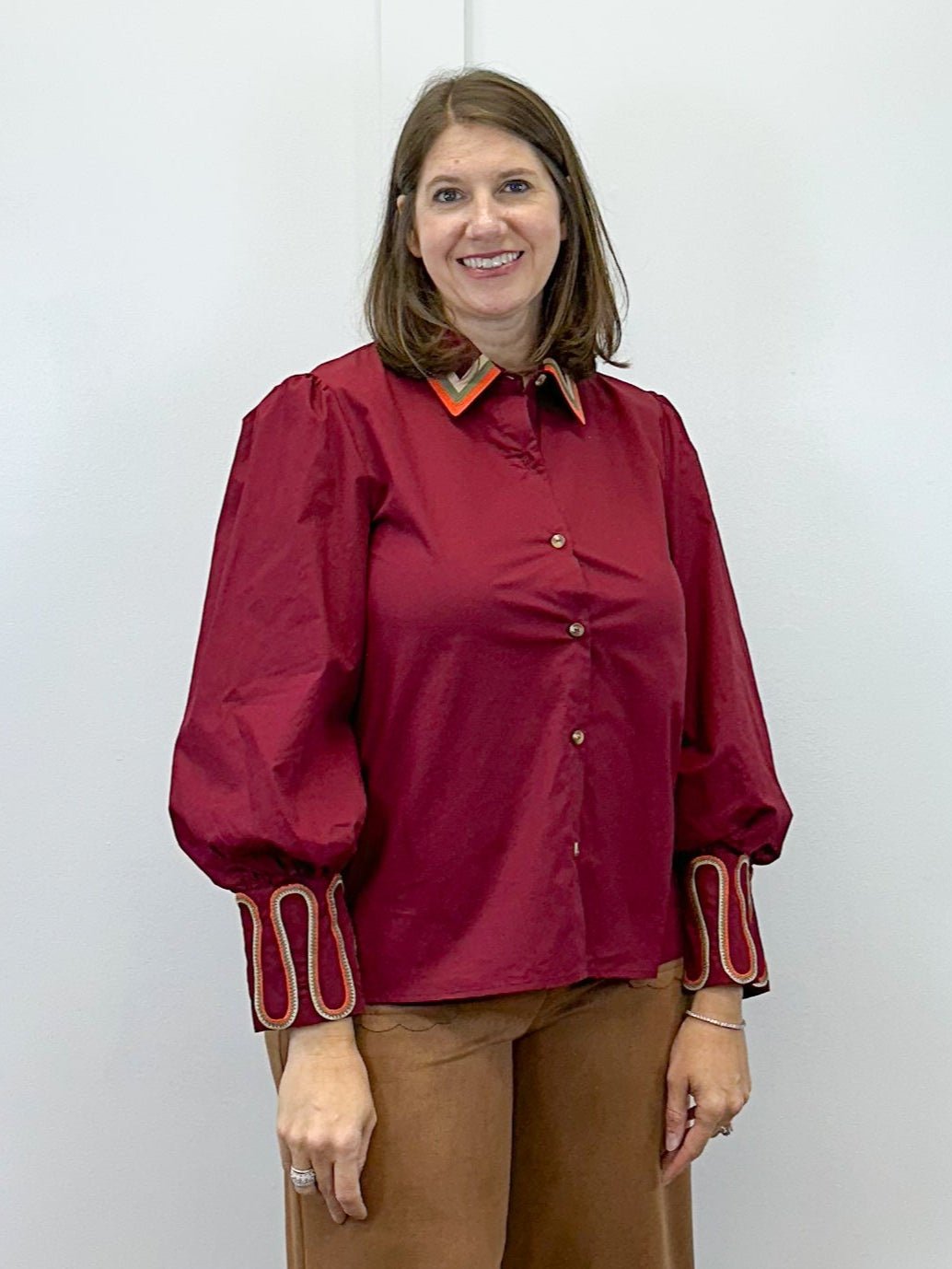 Bordeaux Statement Blouse - Burgundy