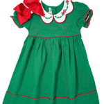 Bow & Holly Embroidered Scallop Dress - Hunter Green Girls Occasion Dresses Sweet Dreams