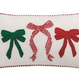 Bow Whimsy Christmas Embroidered Pillow Home Decor Mudpie
