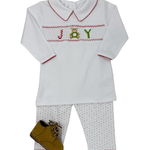 Boy Christmas Joy Classics Smock Pants Set - Sugar Babies Children's Boutique/Meg's Shoppe