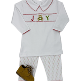 Boy Christmas Joy Classics Smock Pants Set - Sugar Babies Children's Boutique/Meg's Shoppe